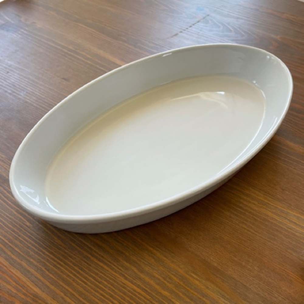 Antique Pillivuyt France Baking Dish Oval White Porcelain 12.5” x 6.75” x 1.75”